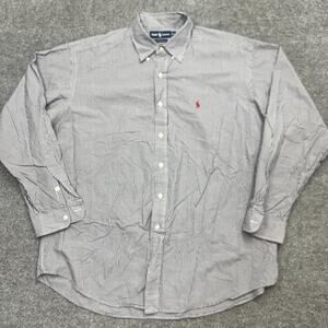 Ralph Lauren Blake Shirt Men's XL White Black Check Cotton Collared Button Down